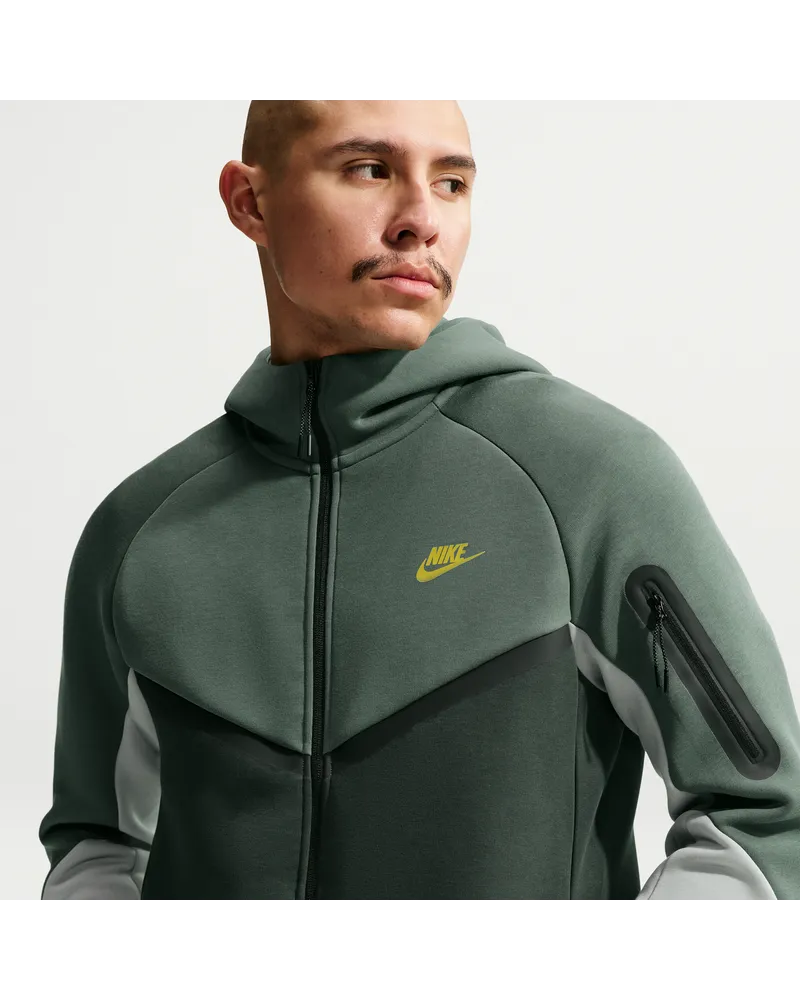 Nike Tech Windrunner-Jacke aus Fleece mit durchgehendem Reißverschluss (Herren) - Grün Grün