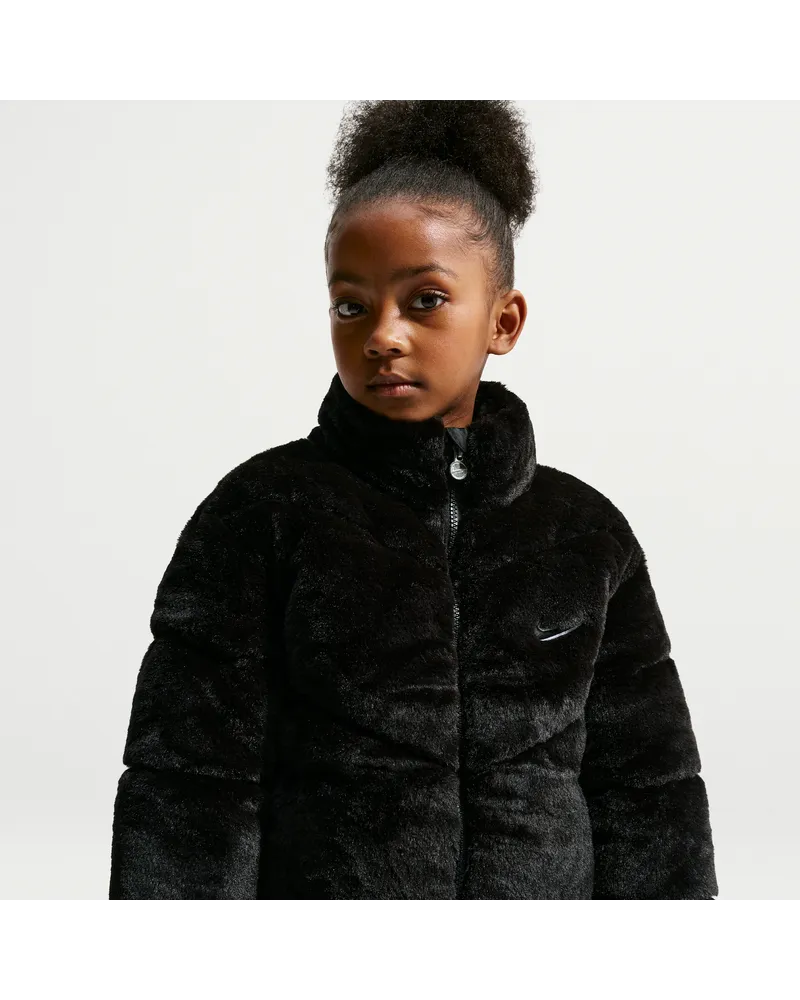 Nike gesteppte Jacke aus Kunstfell (jüngere Kinder) - Schwarz Schwarz