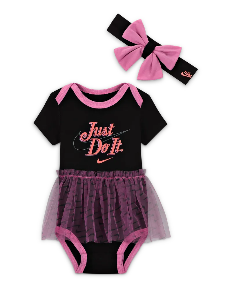 Nike Swooshfetti 2-teiliges Tutu-Bodysuit-Set für Babys (0–9 M) - Schwarz Schwarz