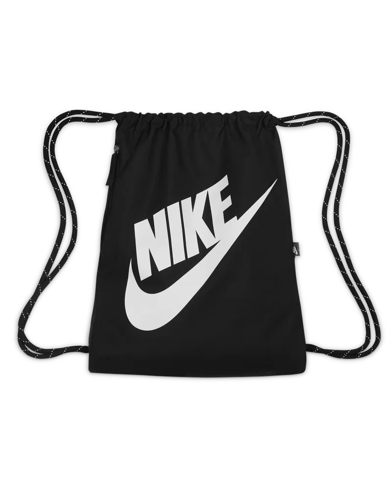 Nike Heritage Tasche mit Kordelzug (13 l) - Schwarz Schwarz