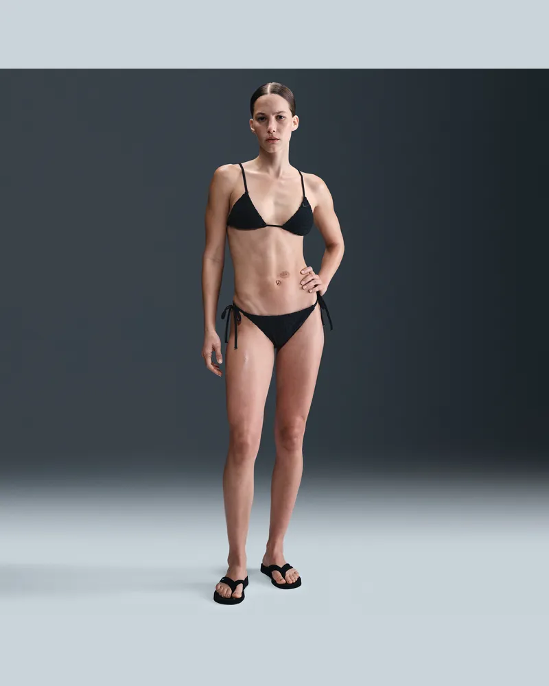 Nike Swim Swoosh Link Terry Bikinihose zum Binden (Damen) - Schwarz Schwarz