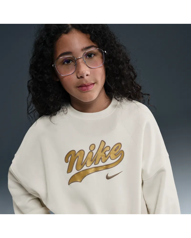 Nike Sportswear Fleece-Sweatshirt mit verkürztem Schnitt für ältere Kinder (Mädchen) - Weiß Weiß