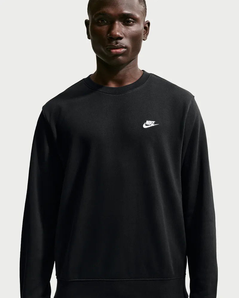 Nike Club Herren-Rundhalsshirt aus French Terry - Schwarz Schwarz