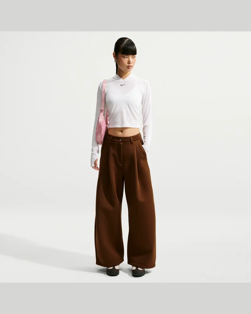 Nike Article Fleece Oversize-Hose mit mittelhohem Bund und weitem Bein (Damen) - Braun Braun