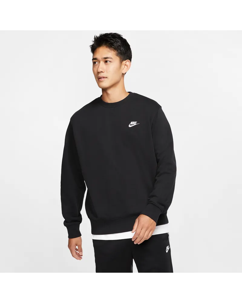 Nike Club French Terry-Rundhalsshirt (Herren) - Schwarz Schwarz