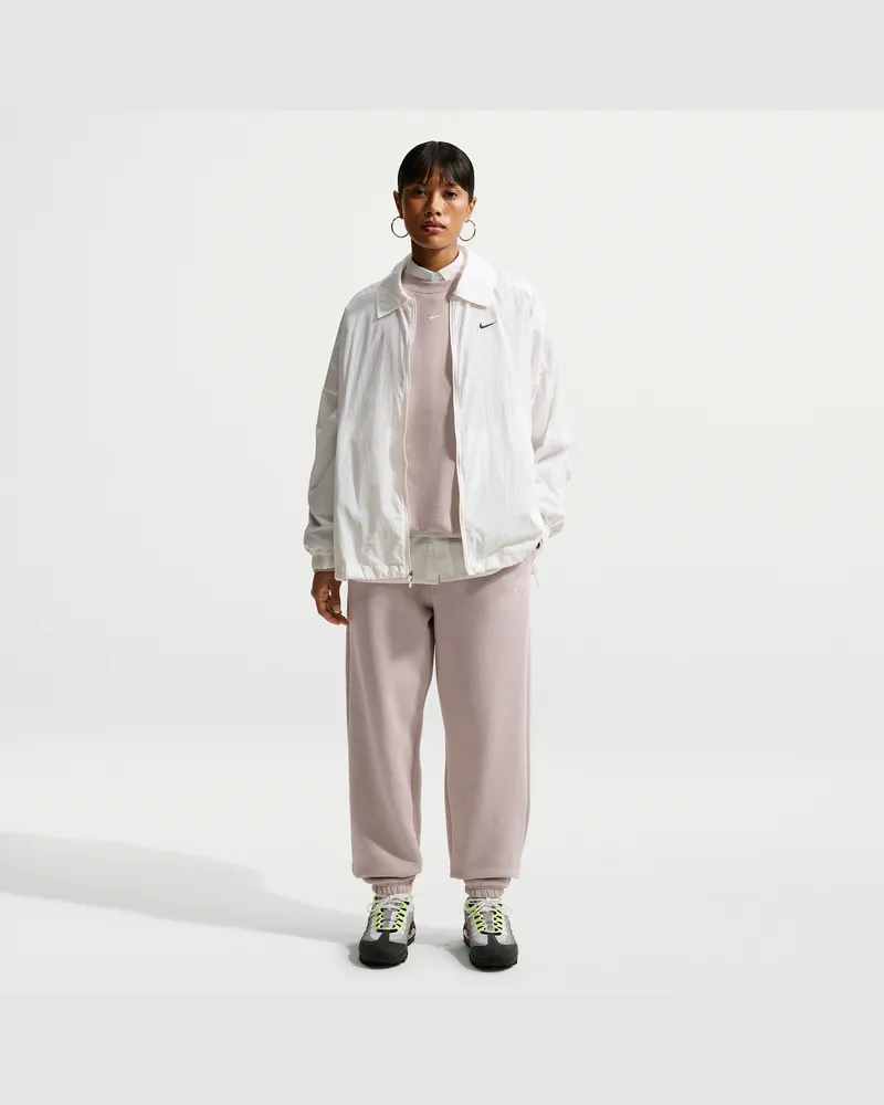 Nike Studio Fleece Oversize-Hose aus mittelschwerem Material mit hohem Bund und Bündchen (Damen) - Braun Braun