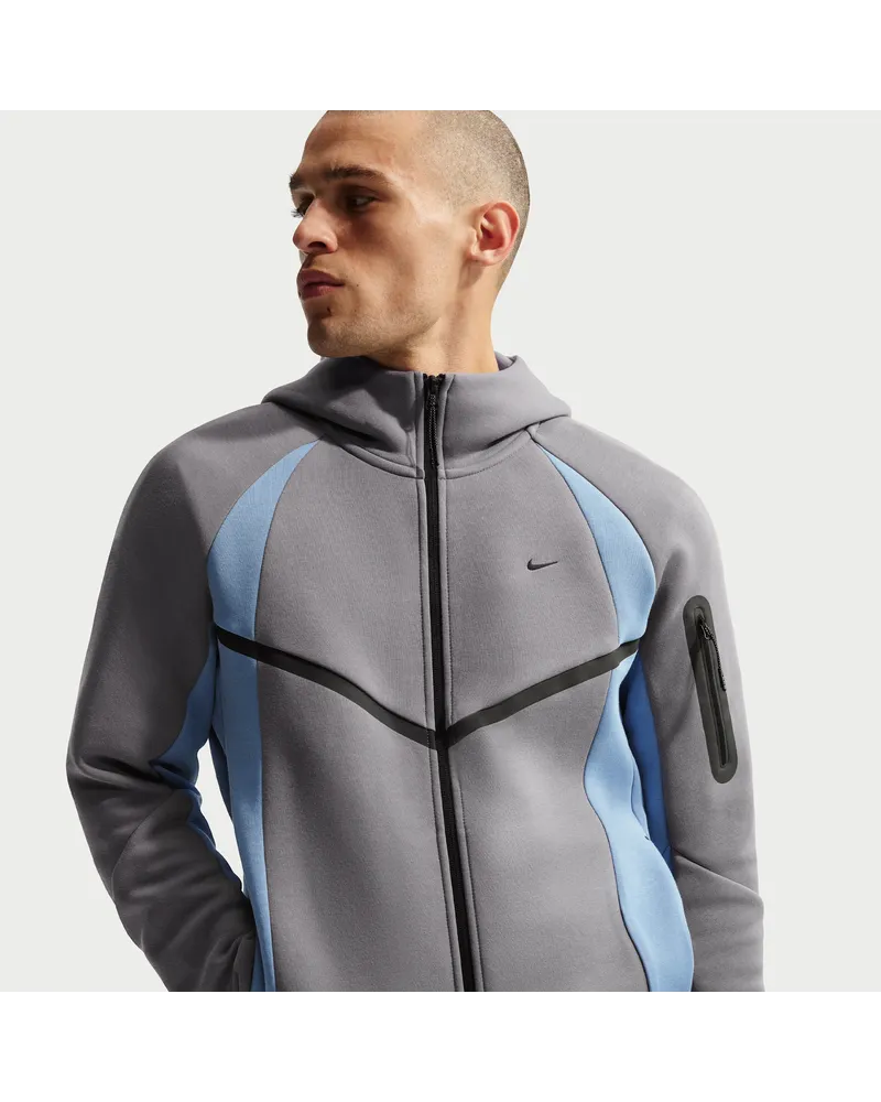 Nike Tech Windrunner-Fleecejacke mit durchgehendem Reißverschluss und Color-Block-Design (Herren) - Schwarz Schwarz