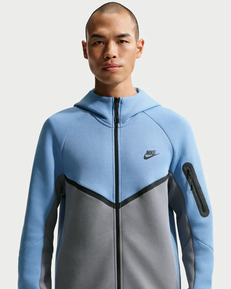 Nike Tech Windrunner-Jacke aus Fleece mit durchgehendem Reißverschluss (Herren) - Blau Blau