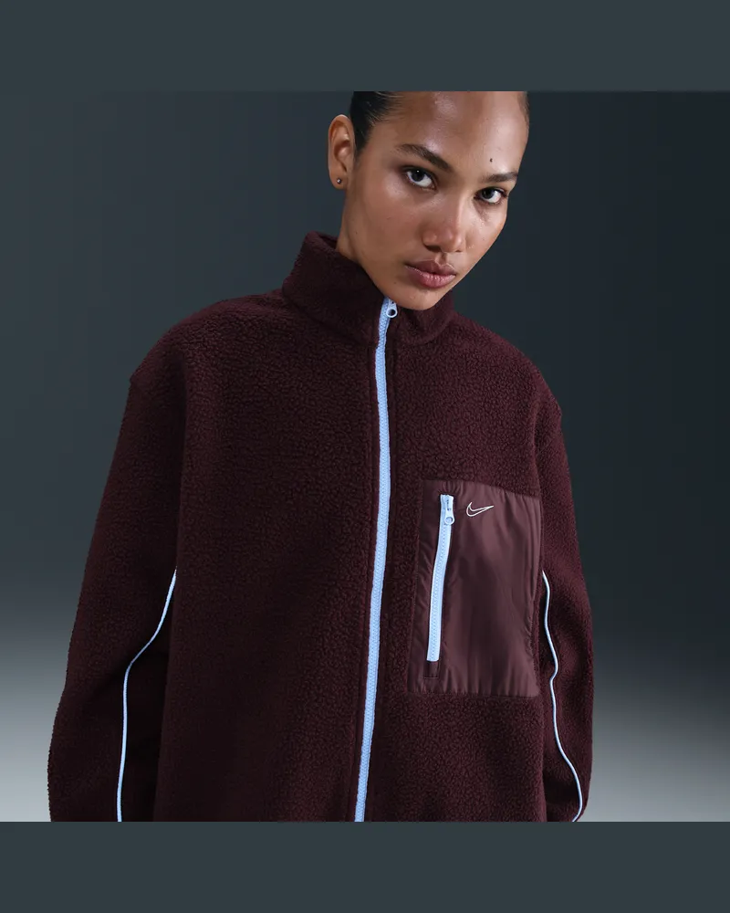 Nike Sportswear hochflorige Fleecejacke mit durchgehendem Reißverschluss für Damen - Rot Rot