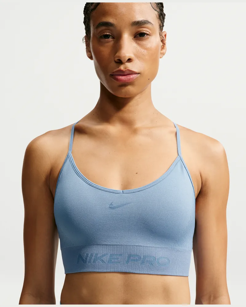 Nike Pro Seamless Sport-BH mit Polster und leichtem Halt - Blau Blau