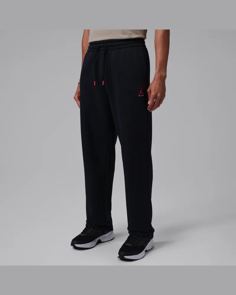 Jordan Brooklyn Statement Fleece-Hose mit offenem Saum (Herren) - Schwarz Schwarz