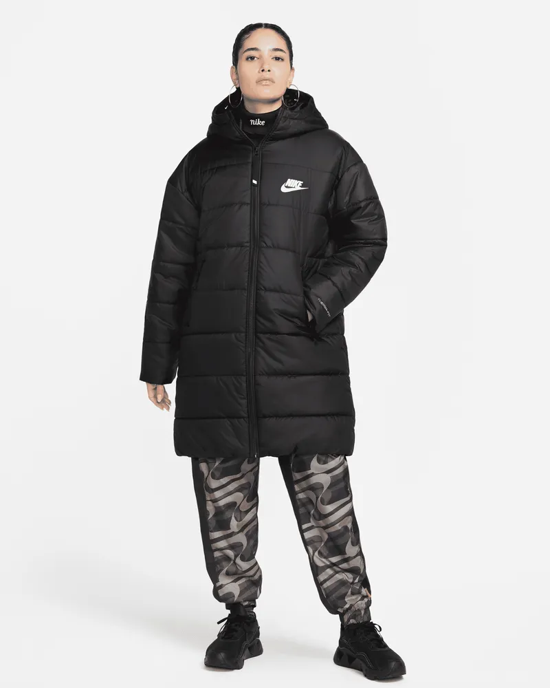 Nike Sportswear Therma-FIT Repel Damenparka mit Kapuze und Synthetikfüllung - Schwarz Schwarz