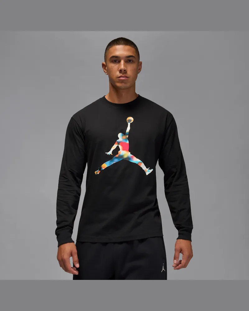 Jordan Flight Langarm-T-Shirt mit Rundhalsausschnitt (Herren) - Schwarz Schwarz