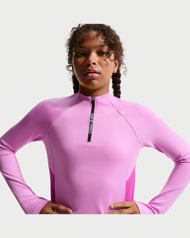Nike Pro Dri-FIT-Longsleeve mit Halbreißverschluss (ältere Kinder, Mädchen) - Lila Lila