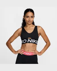 Nike Pro Indy Plunge gepolsterter Sport-BH mit mittlerem Halt - Schwarz Schwarz