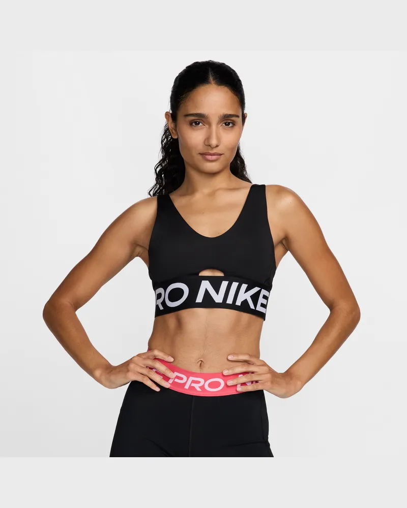 Nike Pro Indy Plunge Gepolsterter Sport Bh Mit Mittlerem Halt Schwarz