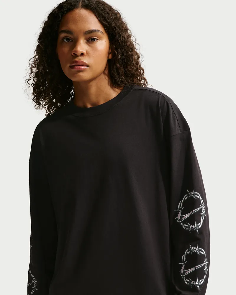 Nike extragroßes Longsleeve (Damen) - Schwarz Schwarz