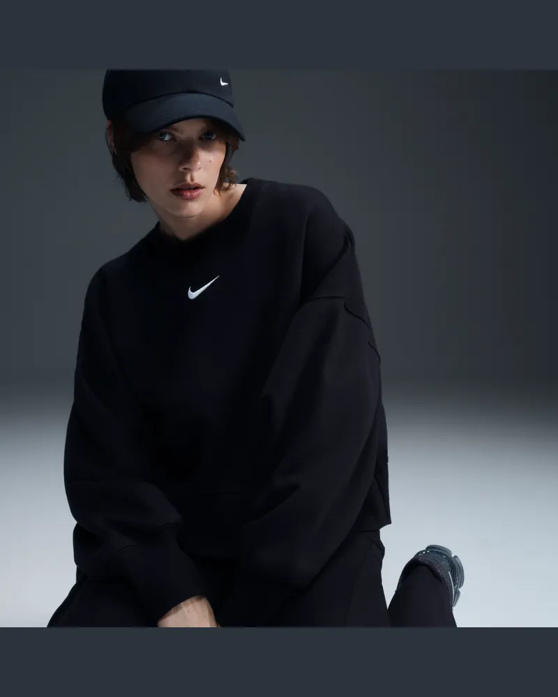 Nike Sportswear Phoenix Fleece Over-Oversized Rundhals-Sweatshirt für Damen - Schwarz Schwarz