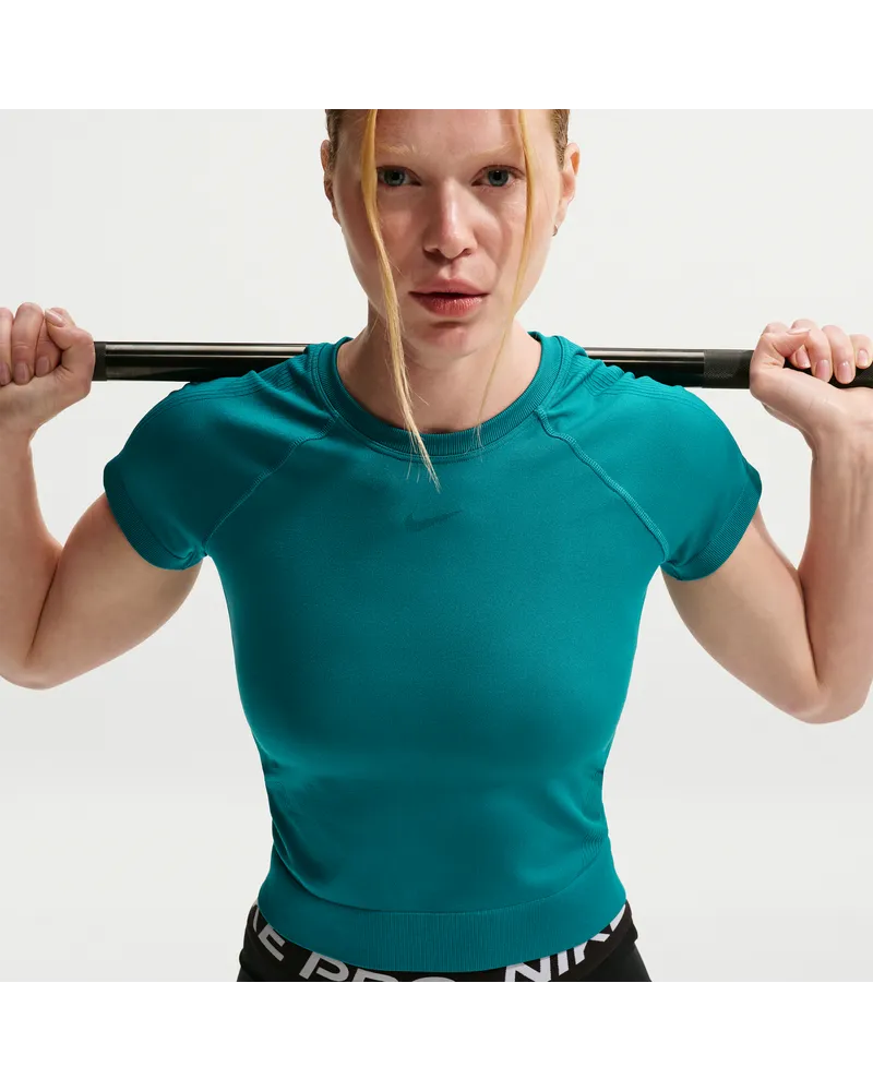 Nike Pro Seamless T-Shirt mit Dri-FIT-Technologie (Damen) - Blau Blau