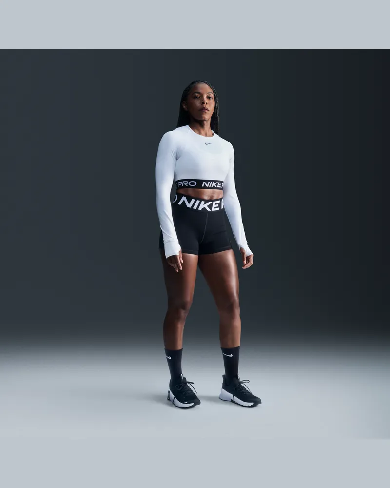 Nike Pro Sculpt Bike-Shorts (ca. 8 cm) mit hohem Taillenbund (Damen) - Schwarz Schwarz