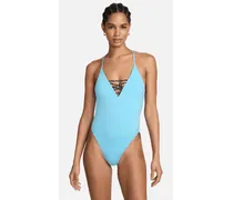 Swim Sneakerkini 2.0 einteiliger Cross-Back-Badeanzug für Damen - Blau