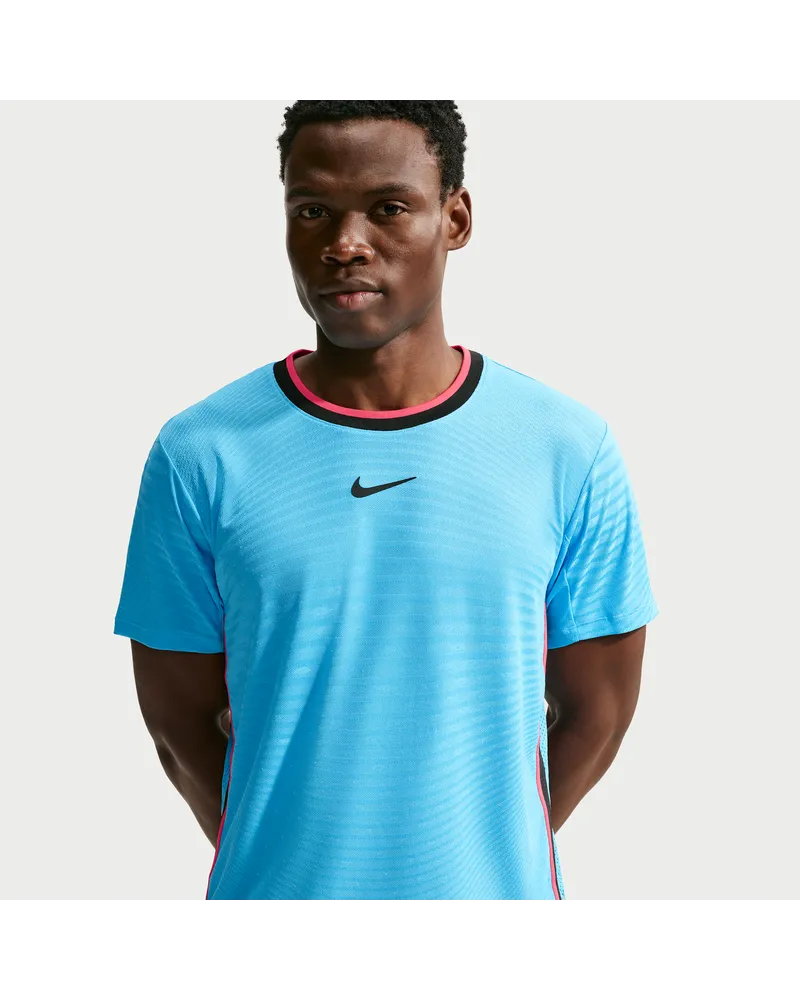 Nike Court Slam Aero-FIT Kurzarm-Tennisoberteil (Herren) - Blau Blau