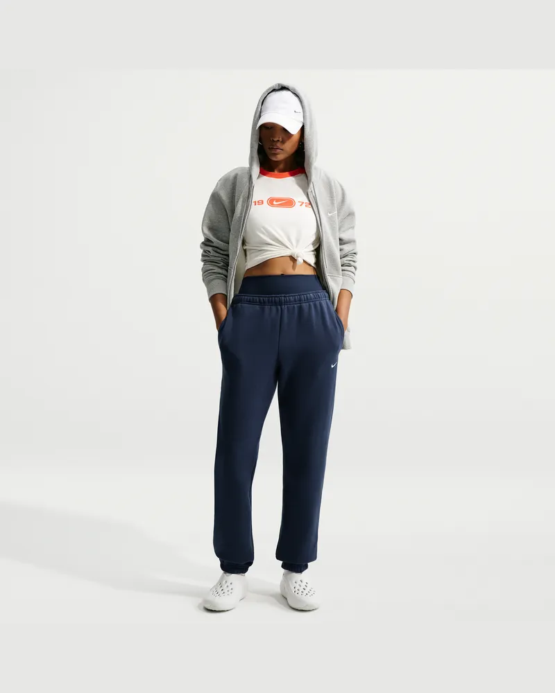 Nike Studio Fleece Medium Weight Hose mit mittelhohem Bund und Bündchen (Damen) - Blau Blau