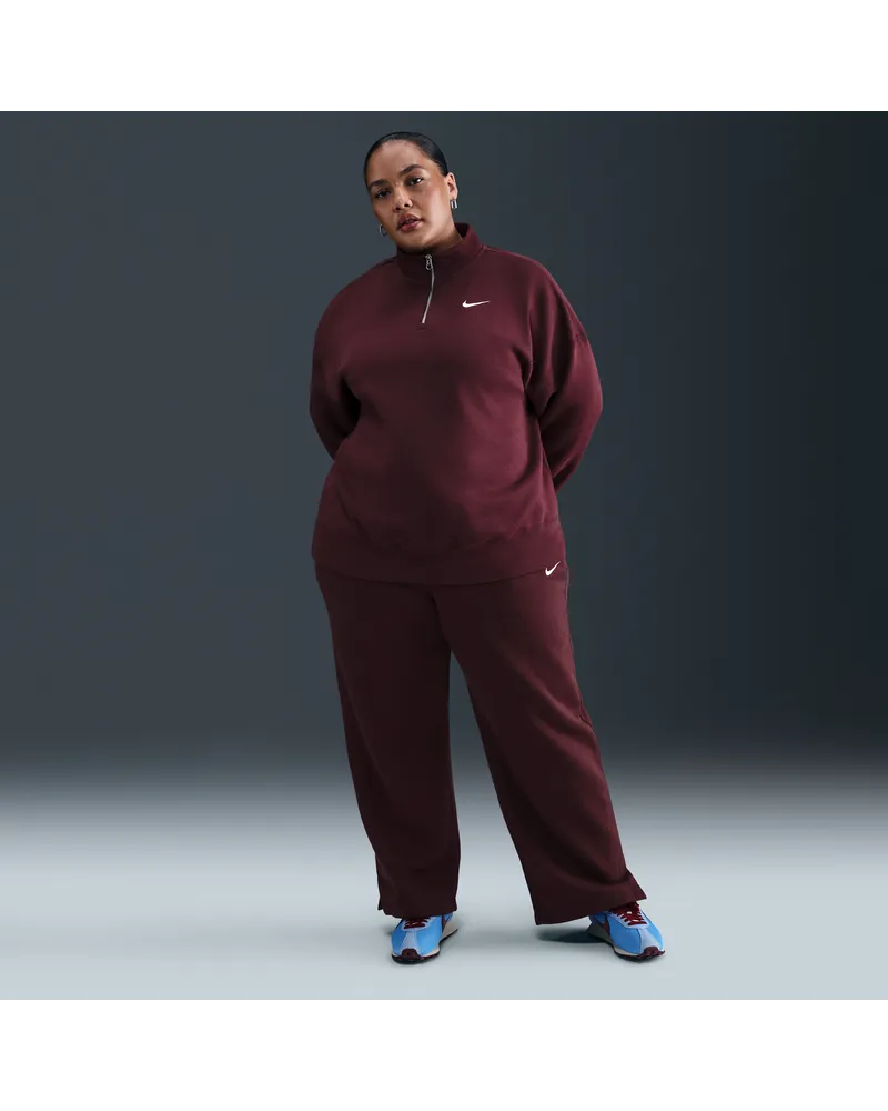Nike Phoenix Fleece Hose mit hohem Bund (Damen, große Größen) - Rot Rot