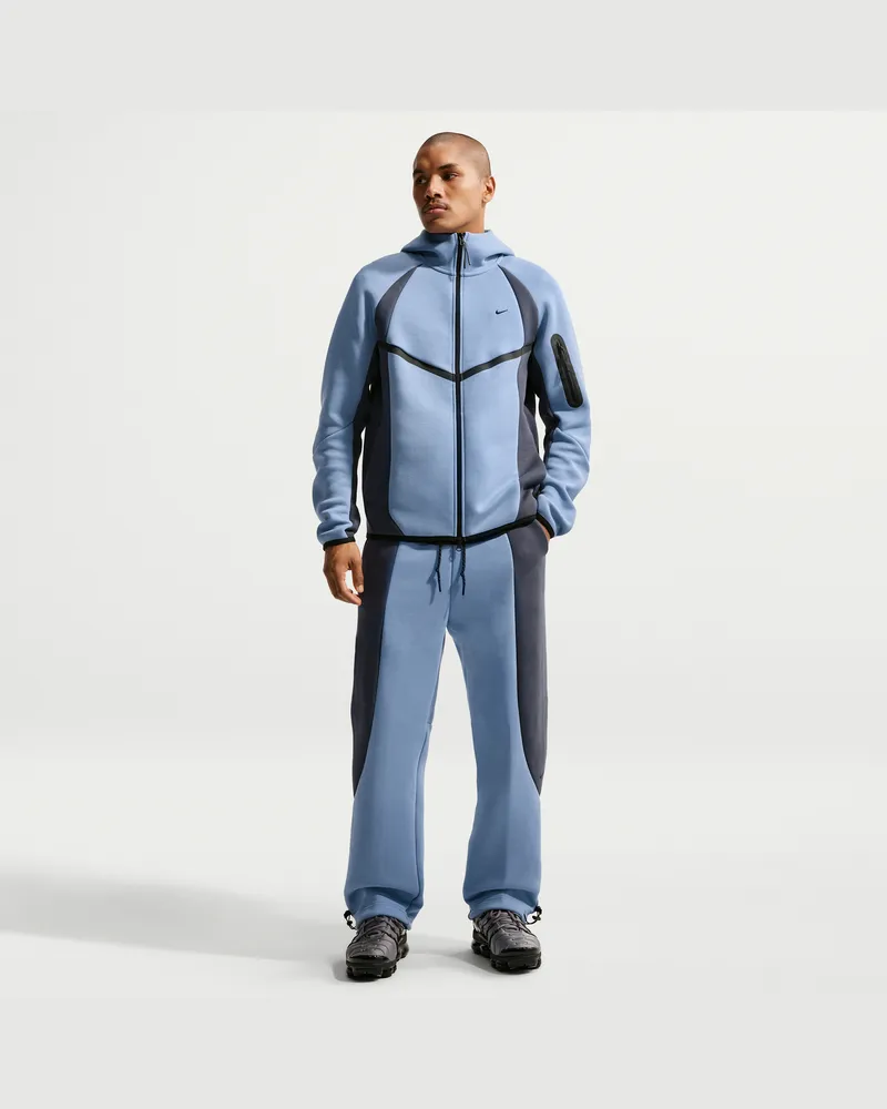 Nike Tech Fleece-Hose mit offenem Saum und Farbblock-Design (Herren) - Blau Blau
