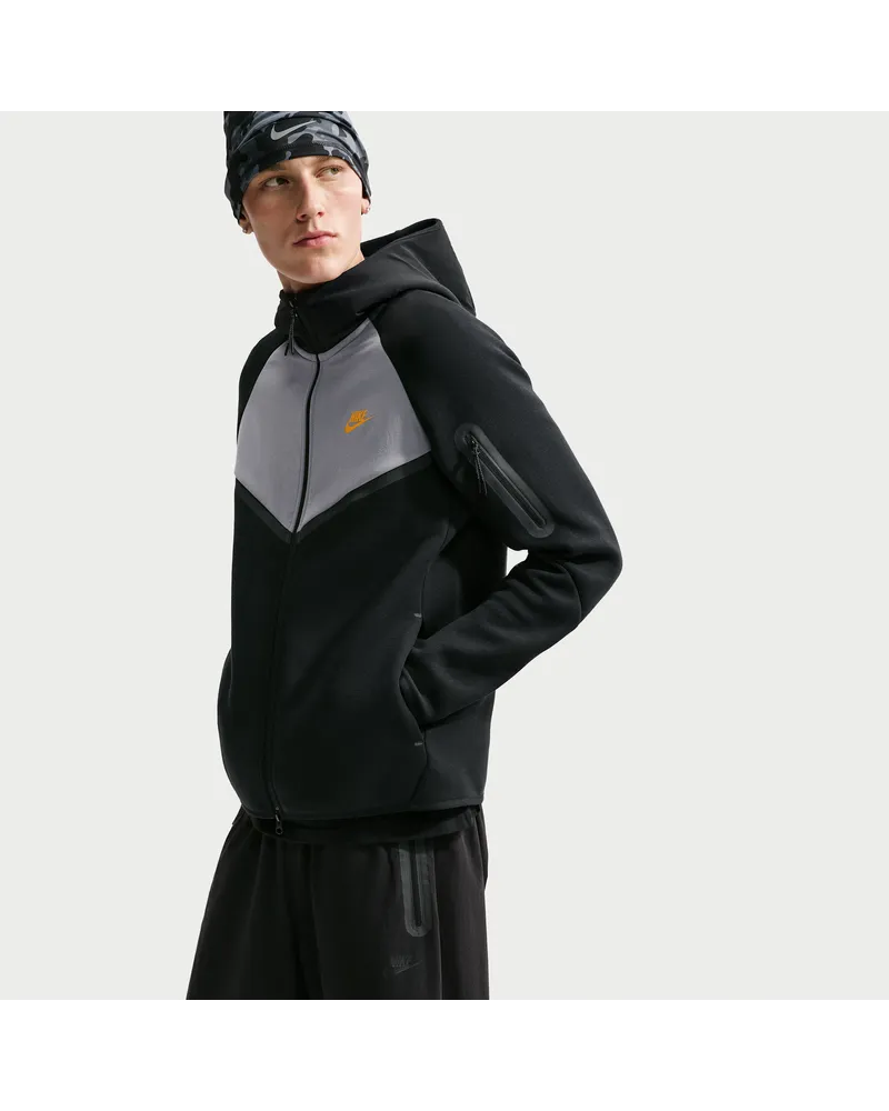 Nike Tech Windrunner-Jacke aus Fleece mit durchgehendem Reißverschluss (Herren) - Schwarz Schwarz