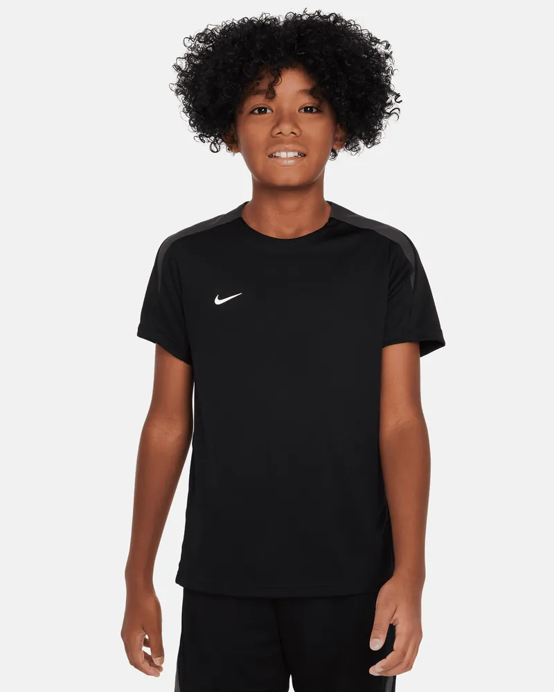 Nike Dri-FIT Strike Kurzarm-Fußballoberteil für ältere Kinder - Schwarz Schwarz