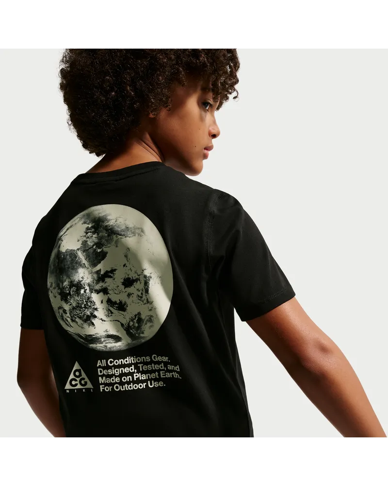 Nike ACG Planet Earth-T-Shirt mit Dri-FIT-Technologie (ältere Kinder) - Schwarz Schwarz