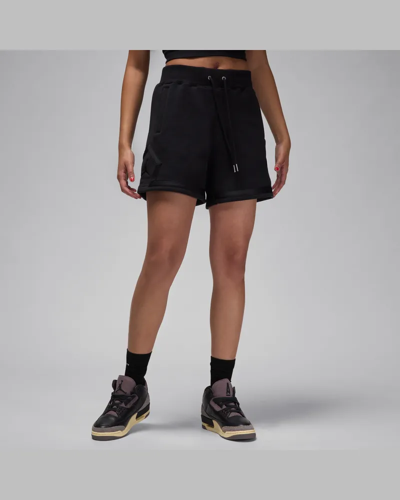 Jordan Flight Fleece Damenshorts mit diamantförmigen Akzenten - Schwarz Schwarz