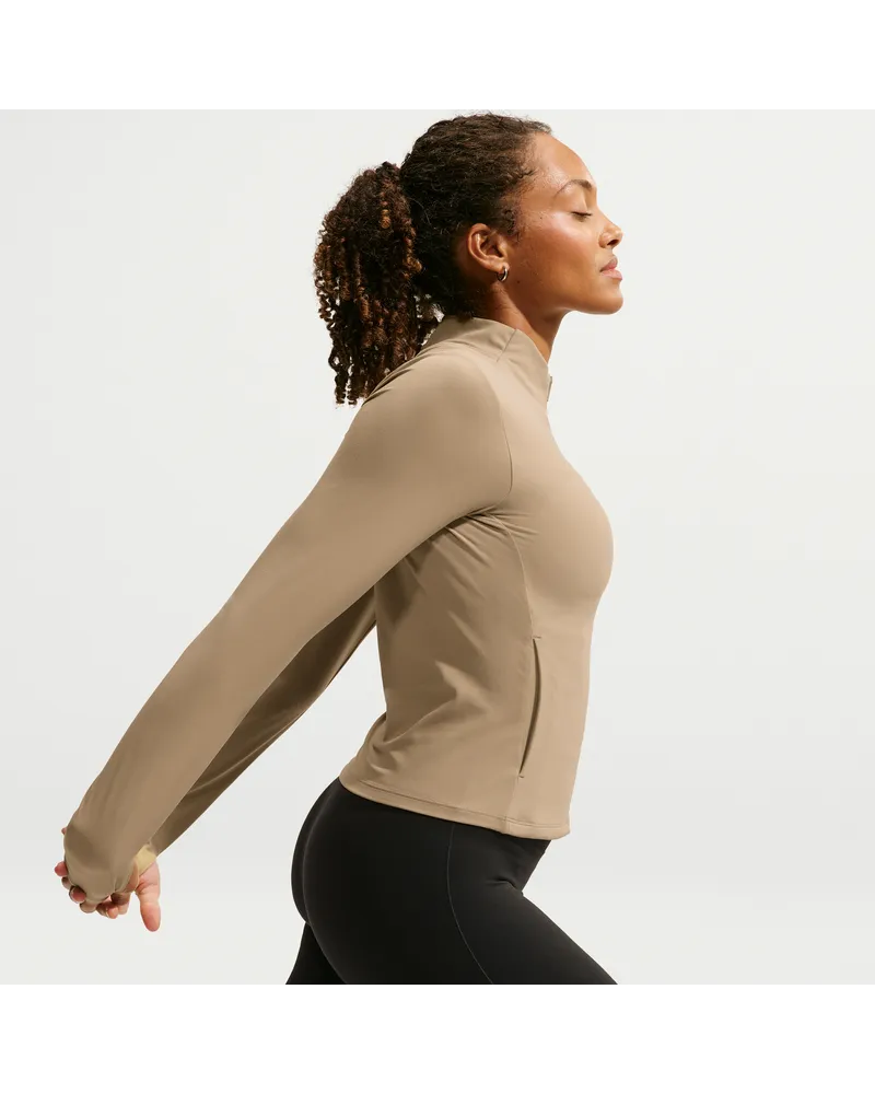 Nike Zenvy Dri-FIT Jacke mit durchgehendem Reißverschluss (Damen) - Braun Braun