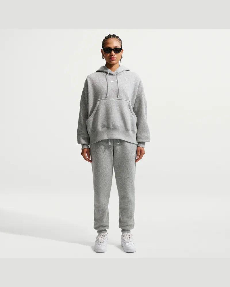 Nike Phoenix Fleece Damen-Trainingshose mit mittelhohem Bund - Grau Grau