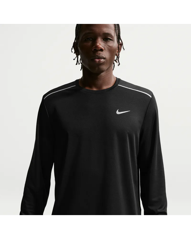 Nike Miler Dri-FIT Langarm-Laufoberteil für Herren - Schwarz Schwarz