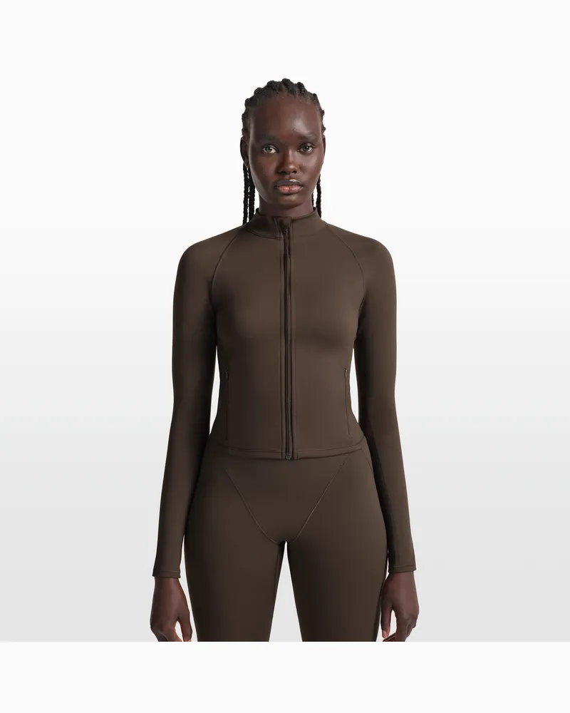Nike SKIMS Matte Jacke mit Stehkragen und durchgehendem Reißverschluss (Damen) - Braun Braun