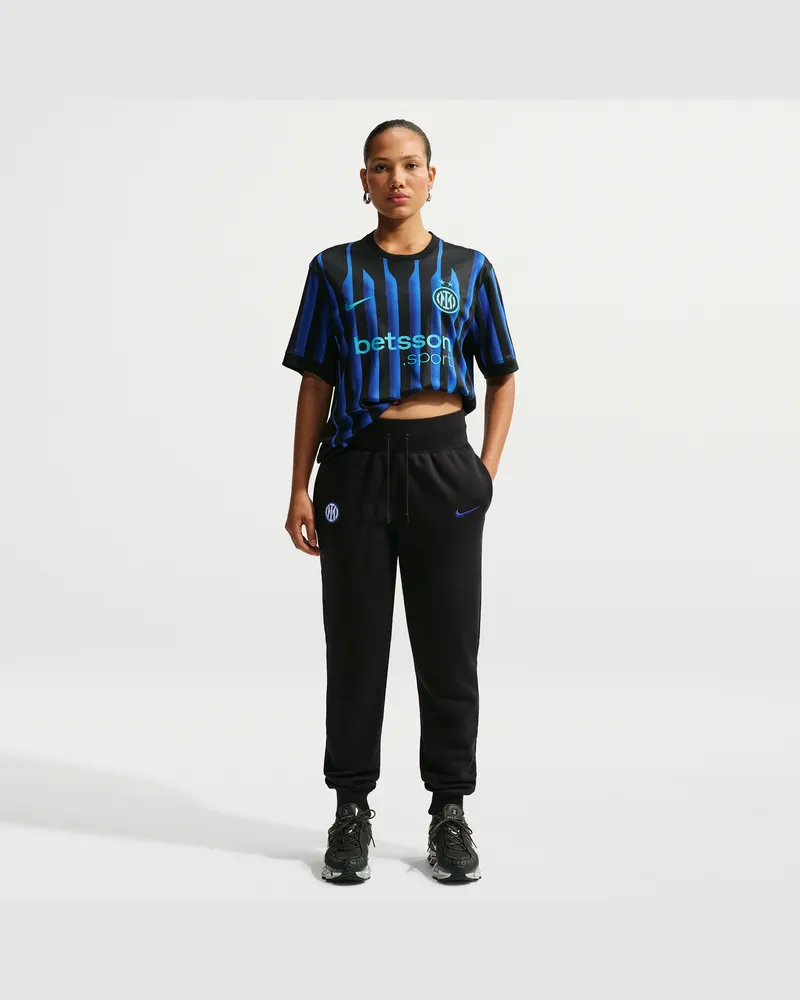 Nike Inter Mailand Phoenix Fleece  Football-Hose mit hohem Bund (Damen) - Schwarz Schwarz