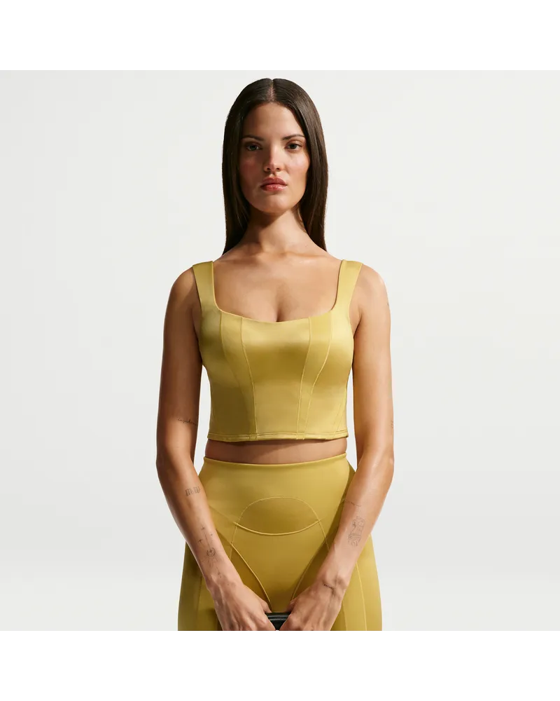 Nike SKIMS Satin Shine verkürztes Tanktop (Damen) - Gelb Gelb