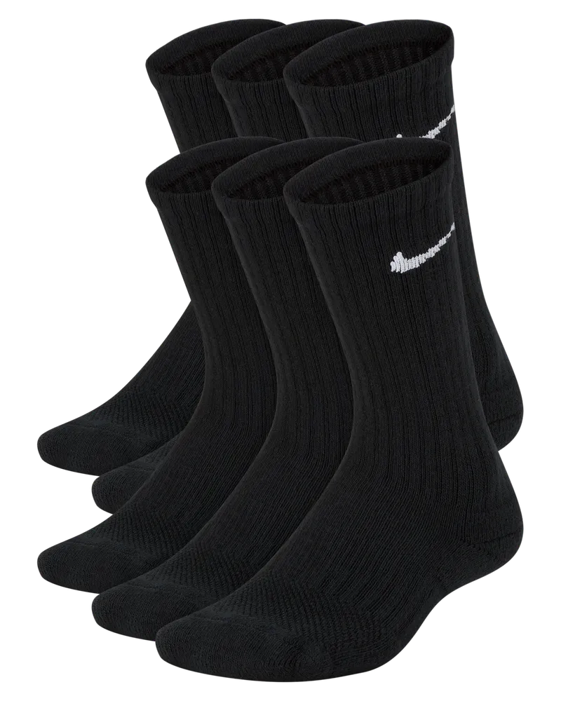 Nike Performance Cushioned Crew Kinder-Trainingssocken (6 Paar) - Schwarz Schwarz