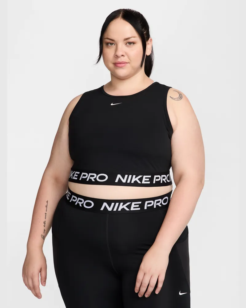 Nike Pro Dri-FIT-Tanktop mit kürzerem Schnitt (Damen, große Größe) - Schwarz Schwarz