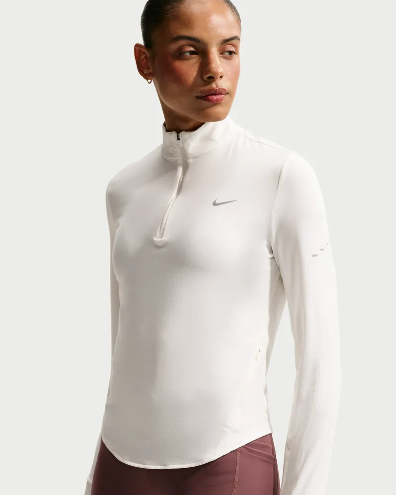 Nike Swift Dri-FIT UV-Laufoberteil mit Viertelreißverschluss (Damen) - Weiß Weiß