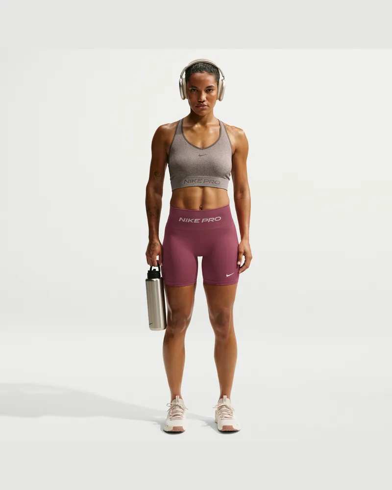 Nike Pro Seamless Bike Shorts mit hohem Bund (Damen, ca. 12,5 cm) - Rot Rot
