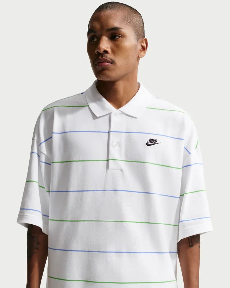 Nike Club Oversize-Poloshirt mit Streifen (Herren) - Weiß Weiß
