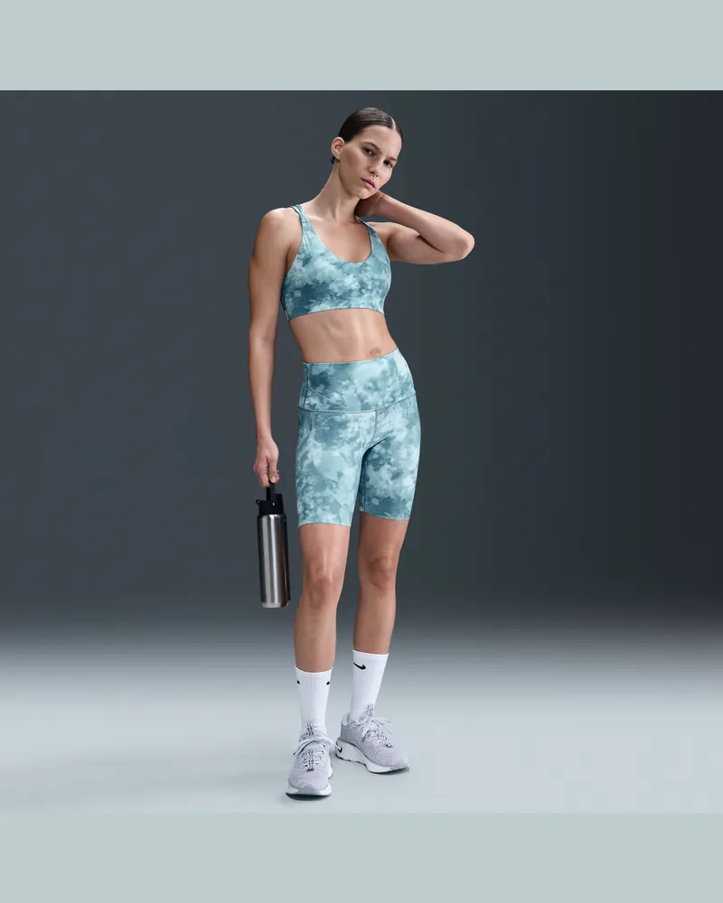 Nike Zenvy Bike Shorts mit Print und hohem Bund (Damen, ca. 20,5 cm) - Blau Blau