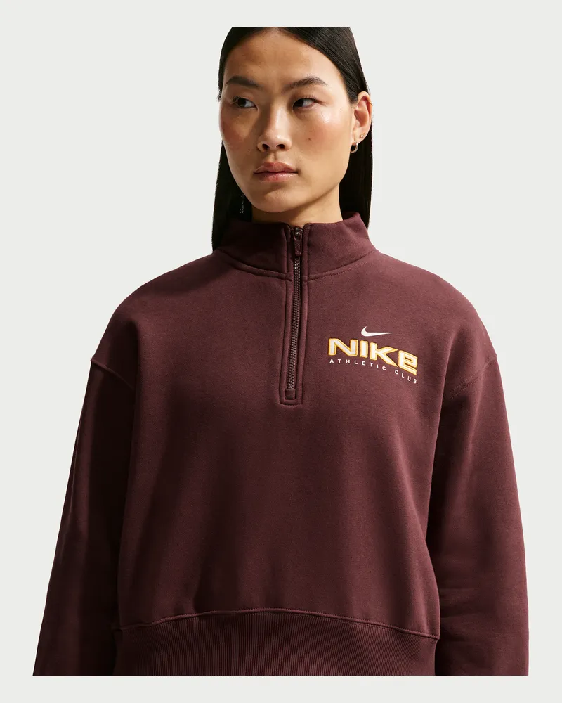 Nike Fleece-Oberteil in Oversize mit Viertelreißverschluss für Damen - Rot Rot