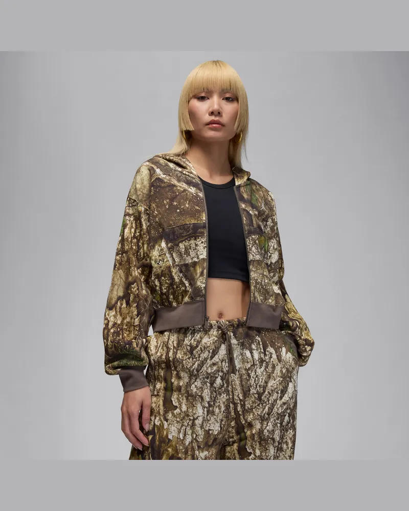 Jordan Brooklyn Fleece Realtree Mod Crop Kapuzenjacke (Damen) - Weiß Weiß