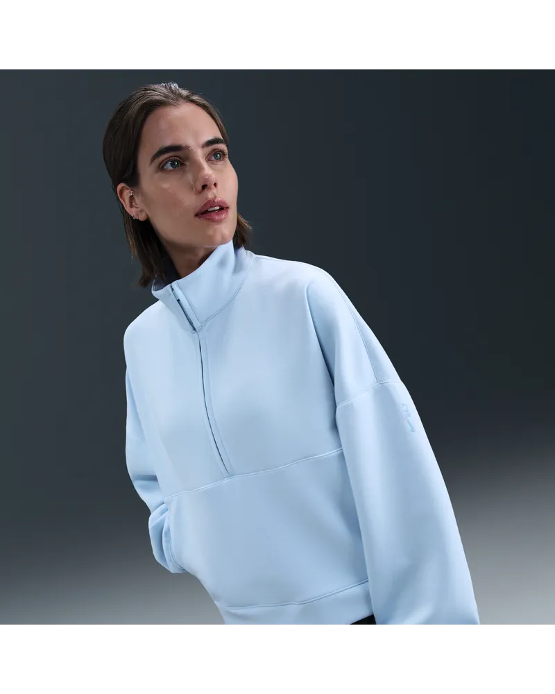 Nike 24.7 ImpossiblySoft Oversize-Oberteil mit Dri-FIT-Technologie und Halbreißverschluss (Damen) - Blau Blau