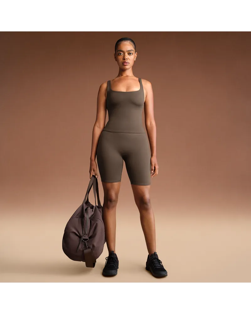 Nike SKIMS Matte Damen-Bike-Shorts mit hohem Taillenbund (ca. 18 cm) - Braun Braun