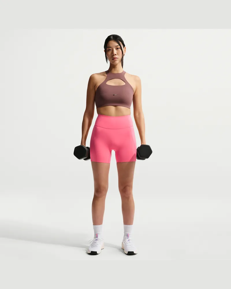 Nike Universa Bike Shorts mit hohem Bund und ohne Frontnaht (Damen, ca. 12,5 cm) - Pink Pink